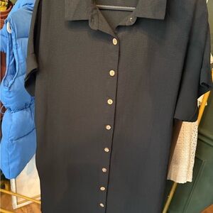 womens Black Button-Up Shirt dress